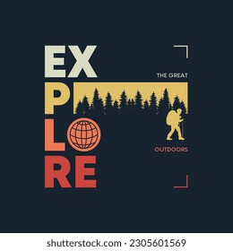 Explore The Outdoors Vintage T shirt design .
