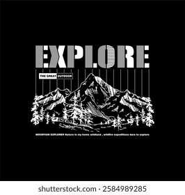 Explore The Outdoors Vintage T shirt design typography print ready template vector illustration 