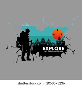 Explore The Outdoors Vintage T shirt,sweatshirt,hoodie, design print ready template vector art