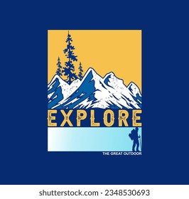Explore The Outdoors Vintage T shirt,sweatshirt,hoodie, design print ready template vector art 