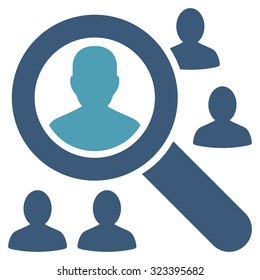 Explore Patients vector icon. Style is bicolor flat symbol, cyan and blue colors, rounded angles, white background.