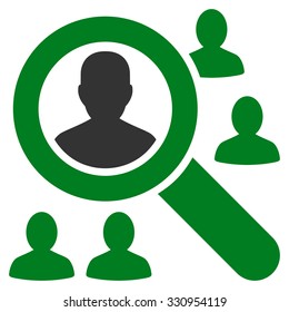 Explore Patients vector icon. Style is bicolor flat symbol, green and gray colors, rounded angles, white background.
