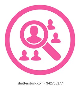 Explore Patients vector icon. Style is flat rounded symbol, pink color, rounded angles, white background.