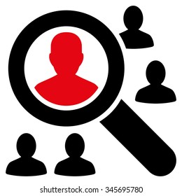 Explore Patients vector icon. Style is bicolor flat symbol, intensive red and black colors, rounded angles, white background.