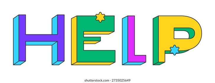 Explore playful 3D text design. Discovery feature. Browsing functionality. Site exploration. Navigation. Multicolor block letters. Retro funky style with stars. Pop culture. Montserrat font used