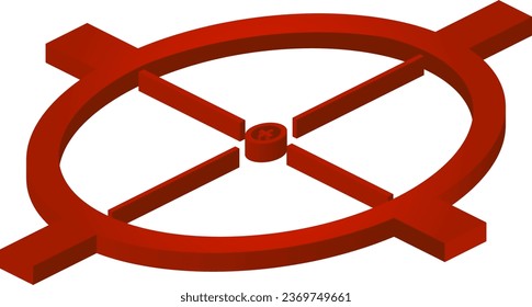 Explore precision with this large red isometric vector scope or target. Its detailed design is perfect for conveying accuracy and focus in your visual projects, making it a must-have for shooters and 