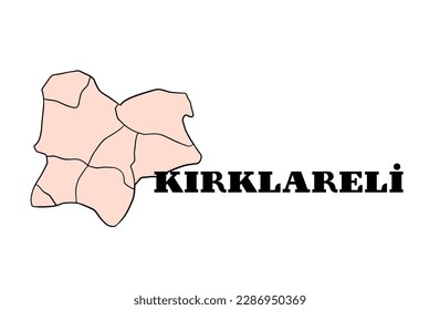 Explorar las regiones de la provincia de Kırklareli con un mapa detallado de vectores