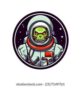 Explore the realms of the undead and outer space with this unique zombie astronaut hand drawn logo design illustration. Get noticed with a touch of otherworldly horror