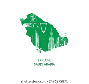 Explore saudi arabia. modern skyscrapers in saudi arabia illustration