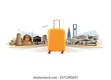 Explore Saudi arabia. Saudi arabia populer Landmark illustration