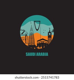 Explore saudi arabia. set of saudi arabiaicons royalty free vectors illustration art for Logo, T shirt, banner, card design