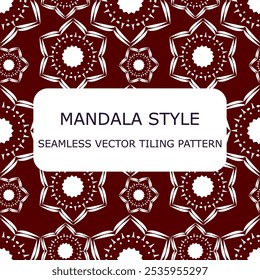 Explore a seamless tiling mandala-style vector pattern, ideal for adding intricate detail to backgrounds, wallpapers, and designs. Perfect for creating a harmonious and artistic visual appeal