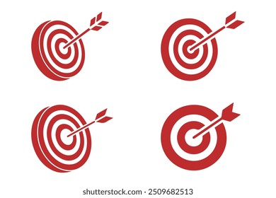 Explore a set of red target icons with arrows hitting the bullseye Perfect for marketing designs goal achievement concepts and precision visuals Ideal for business and creative projects