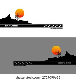 Explore Side Strip Stickers Para ilustração vetorial de design de carro