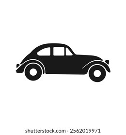 Explore a sleek vintage car silhouette in minimalist black on white design. Perfect for retro-inspired art, automobile graphics, and timeless transportation themes. Ideal for creative projects!