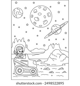 explore space coloring book page for kids or grown adults creative coloring mindful relaxation activity