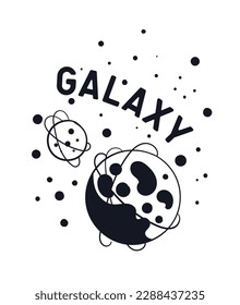 Explore space minimalistic. Asteroids and space bodies, planets. Astrology and astronomy. Galaxies and universes. Template, layout and mock up. Cartoon flat vector illustration