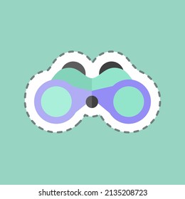 Explore Sticker in trendy line cut isolated on blue background