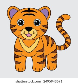 Explore a striking tiger vector illustration in cartoon and line art styles. Perfect for digital and print projects, this high-quality, print-ready file enhances creative designs.