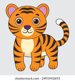 Explore a striking tiger vector illustration in cartoon and line art styles. Perfect for digital and print projects, this high-quality, print-ready file enhances creative designs.