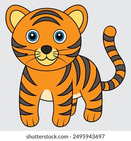 Explore a striking tiger vector illustration in cartoon and line art styles. Perfect for digital and print projects, this high-quality, print-ready file enhances creative designs.