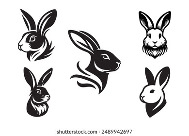 Explore Stylish Rabbit Logos: Collection of Unique and Creative Black and White Bunny Designs for Branding and Business Identity