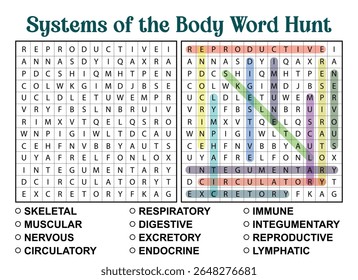 Explore the Systems of the Human Body Word Hunt Challenge for Learning Fun