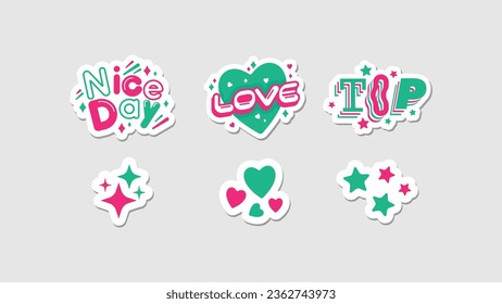 Explore These Playful Stickers: A Trendy Set of Flat Design Badges and Labels with Funny Icons in Vector Illustration.