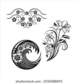 Explore this abstract flower waves black and white line art design set. Perfect for modern decor, patterns, wallpapers, and digital projects with a stylish and minimalist touch.
