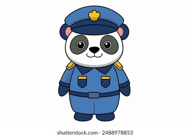 Explore this adorable cartoon panda as a dedicated police officer in this vector illustration. Perfect for adding charm and character to your projects