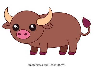 Explore this charming buffalo cartoon style vector art illustration. Perfect for playful designs and projects needing a touch of creativity and fun.
