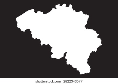 Explore this clean and striking white silhouette vector map of Belgium set against a high contrast dark background, featuring precise geographical boundaries. Perfect for graphic design projects, educational resources, travel presentations, and craft templates. The crisp format makes it easy to scale, modify, or integrate seamlessly into your creative work. Enhance your design portfolio today with this versatile European cartography asset.