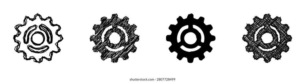 Explore this creative collection of gear icons featuring different artistic renditions and styles