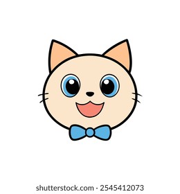 Explore this cute cat face sticker in vector format, perfect for logos, icons, and creative projects. High-quality, detailed vector illustration ready for use.