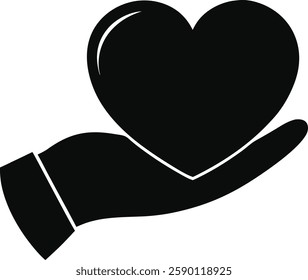 Explore this dynamic set of vector icons, featuring a fire flame, explosion symbol, heart in hand, and lamp icon! These bold black silhouettes are perfect for graphic design