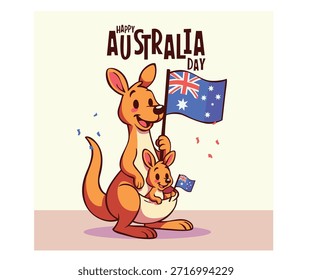 Explore esta ilustración festiva con un canguro con una bandera australiana, ideal para inspirarse para sus celebraciones del Día de Australia o el Día de la Independencia.