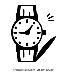 Explore este icono de reloj de pulsera de estilo dibujado a mano 

