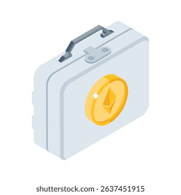Explore this isometric style icon featuring ethereum bag