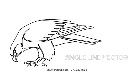 Explore este llamativo dibujo minimalista en línea de un poderoso halcón, ideal para logotipos, ropa o arte digital, agregando sofisticada elegancia de vida silvestre a cualquier proyecto