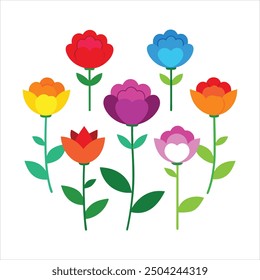 Explore this stunning collection of vibrant multicolored flower vectors, perfect for adding a burst of color and natural beauty to your digital designs. Ideal for creative projects and decor.