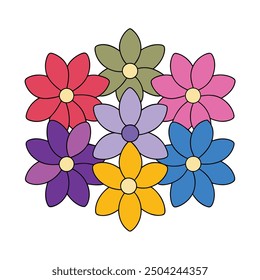 Explore this stunning collection of vibrant multicolored flower vectors, perfect for adding a burst of color and natural beauty to your digital designs. Ideal for creative projects and decor.