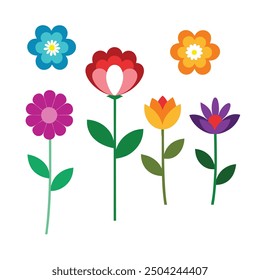 Explore this stunning collection of vibrant multicolored flower vectors, perfect for adding a burst of color and natural beauty to your digital designs. Ideal for creative projects and decor.