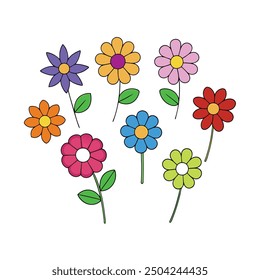 Explore this stunning collection of vibrant multicolored flower vectors, perfect for adding a burst of color and natural beauty to your digital designs. Ideal for creative projects and decor.