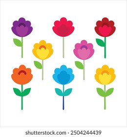 Explore this stunning collection of vibrant multicolored flower vectors, perfect for adding a burst of color and natural beauty to your digital designs. Ideal for creative projects and decor.
