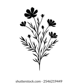 Explore this stunning Wildflower Silhouette Vector Design, featuring delicate floral shapes perfect for nature-inspired projects, wedding themes, botanical art, and minimalist designs. 