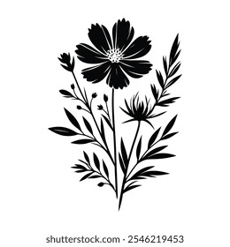 Explore this stunning Wildflower Silhouette Vector Design, featuring delicate floral shapes perfect for nature-inspired projects, wedding themes, botanical art, and minimalist designs. 