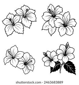 Explore the timeless elegance of Hibiscus flower silhouettes. These striking outlines capture the essence of tropical beauty, perfect for adding a touch of nature's grace to any design project.