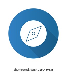 Explore tool flat design long shadow glyph icon. GPS navigation. Compass. Vector silhouette illustration