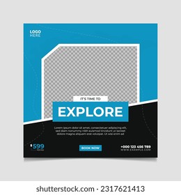 Explore travel agency social media post template