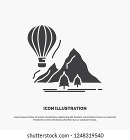 explore, travel, mountains, camping, balloons Icon. glyph vector gray symbol for UI and UX, website or mobile application